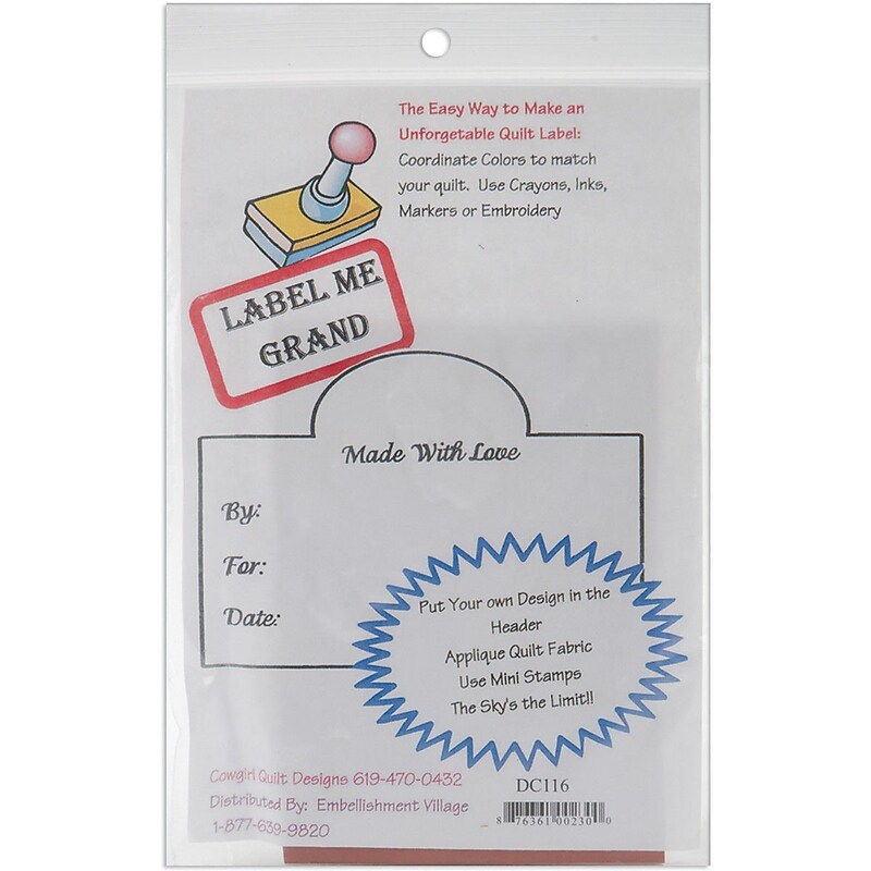 Embellishment Village Label Me Grand Quilt Made With Love By Label Stamp, Brown (DC116) image 1