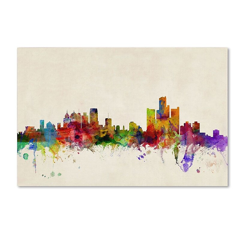 Trademark Fine Art 12" x 19" Wooden Frame Detroit, Michigan image 1