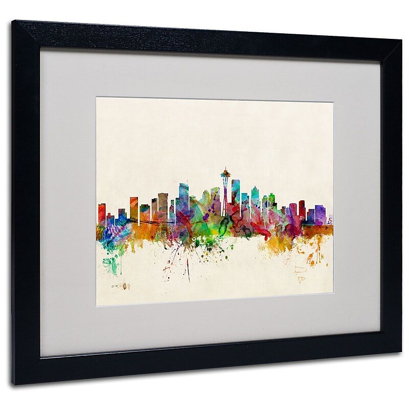 Trademark Fine Art 'Seattle, Washington' 16" x 20" Black Frame Art image 1