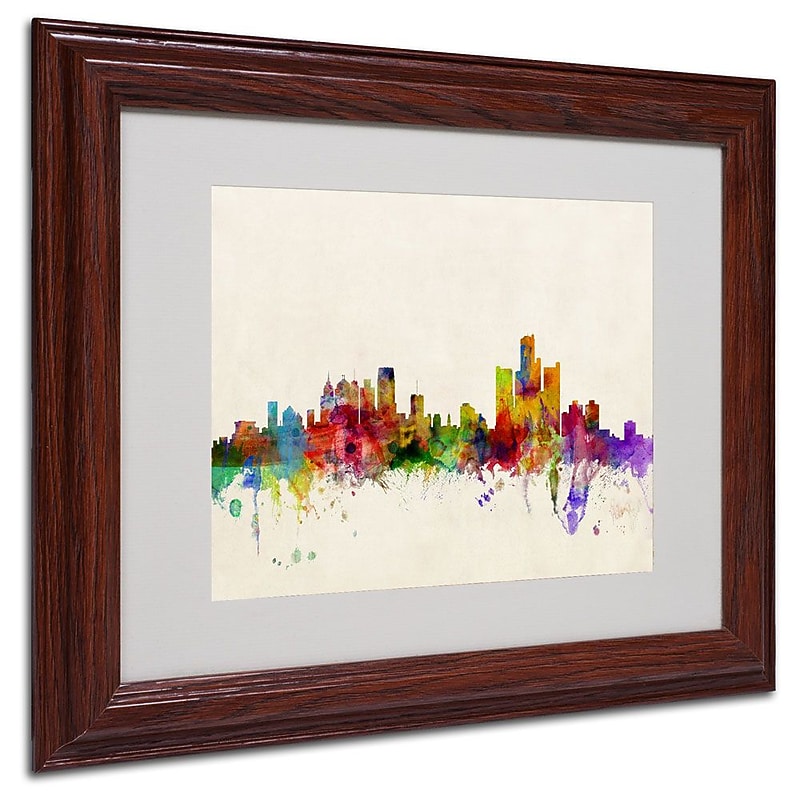 Trademark Fine Art 'Detroit, Michigan' 11" x 14" Wood Frame Art image 1