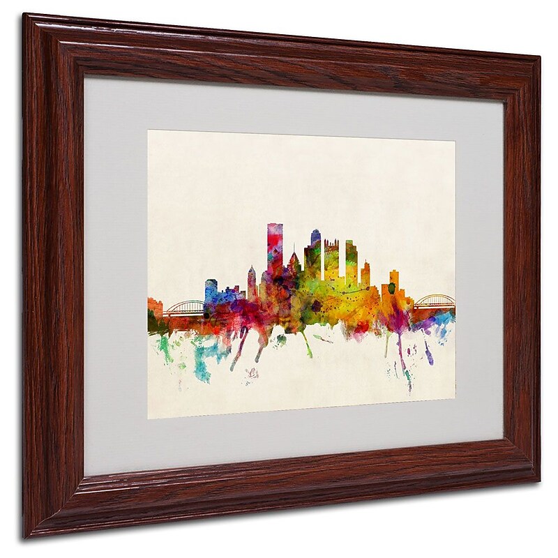 Trademark Fine Art 'Pittsburgh, Pennsylvania' 11" x 14" Wood Frame Art image 1