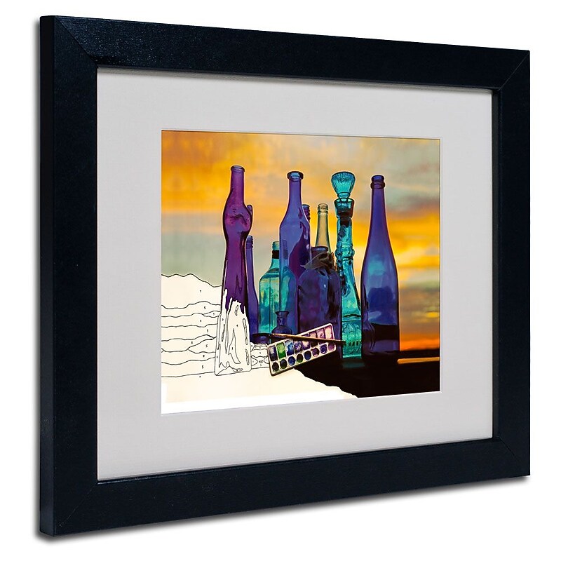 Trademark Fine Art 'Blue Sunset By Numbers' 11" x 14" Black Frame Art image 1