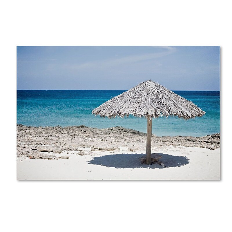 Trademark Fine Art 'Aruba Umbrella' 16" x 24" Canvas Art image 1