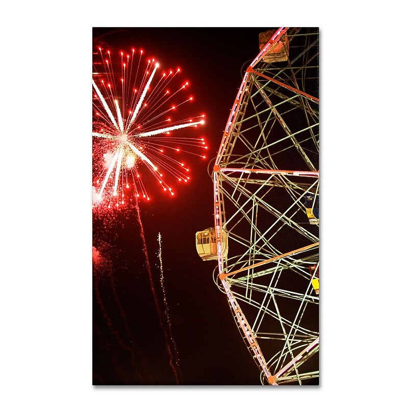 Trademark Fine Art 'Coney Island Wonder Wheel Fireworks' 16" x 24" Canvas Art image 1
