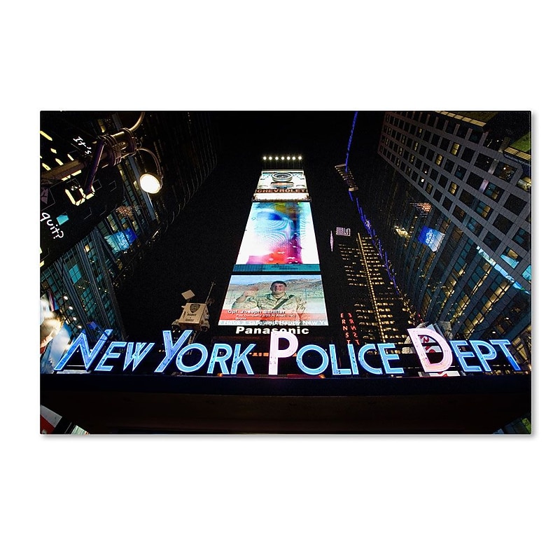 Trademark Fine Art 'NYPD In Blue Neon' 22" x 32" Canvas Art image 1