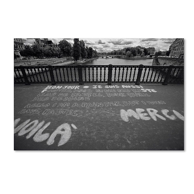 Trademark Fine Art 'Paris Bonjour Merci' 16" x 24" Canvas Art image 1