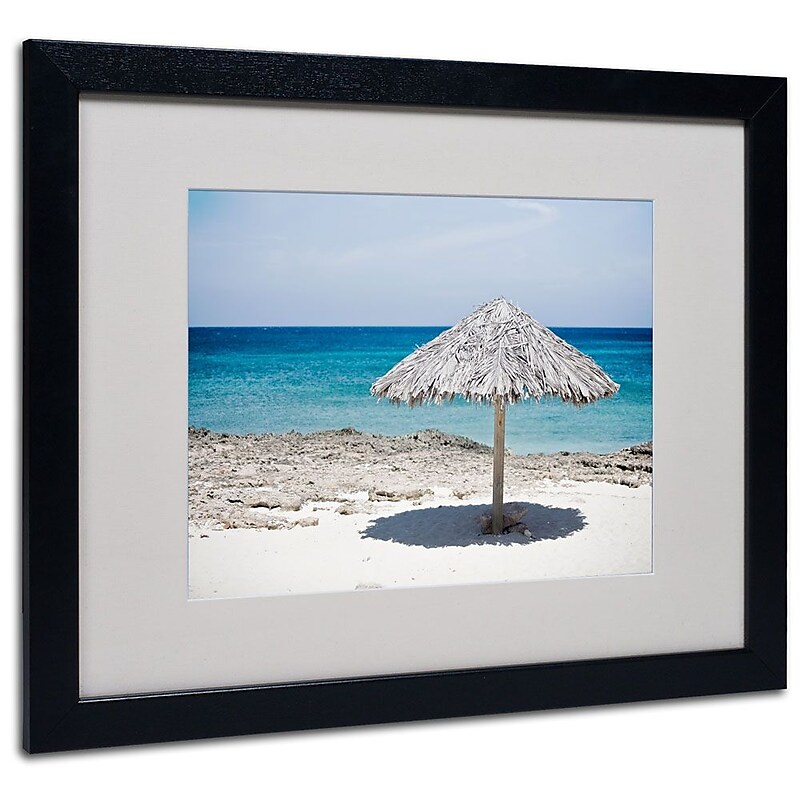 Trademark Fine Art 'Aruba Umbrella' 16" x 20" Black Frame Art image 1