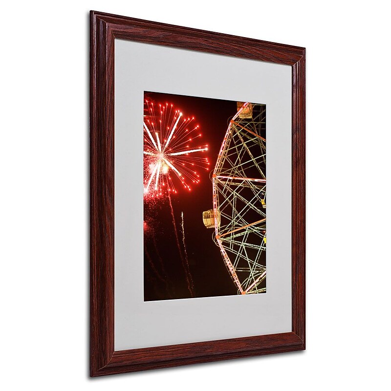 Trademark Fine Art 'Coney Island Fireworks' 16" x 20" Wood Frame Art image 1