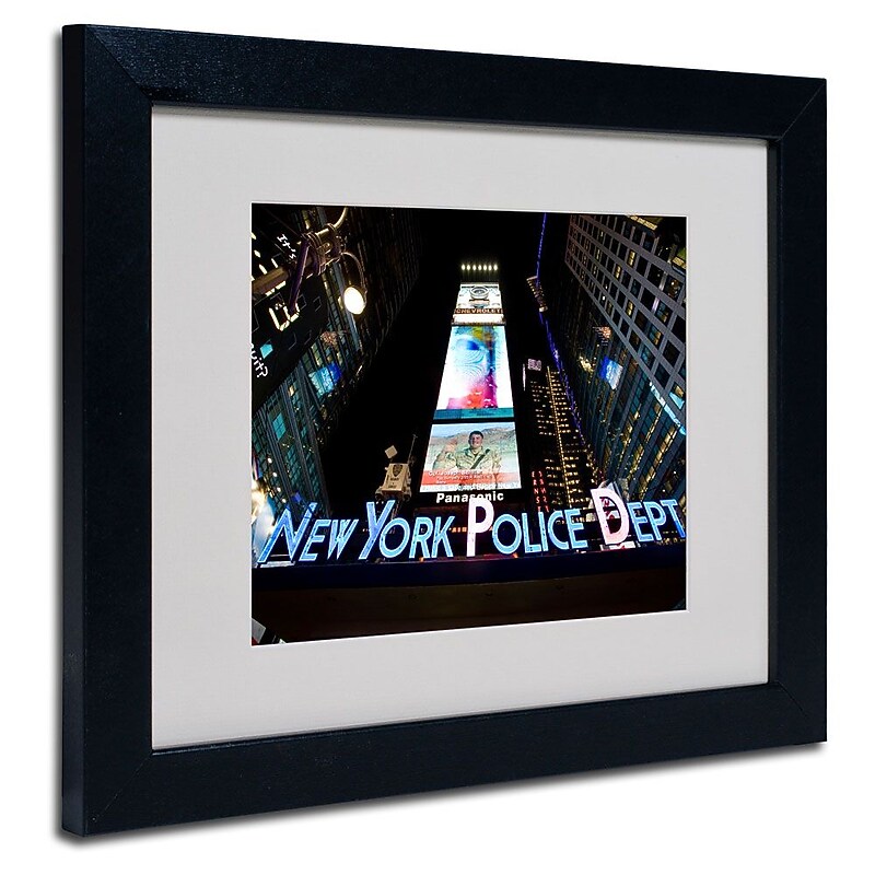 Trademark Fine Art 'NYPD In Blue Neon' 11" x 14" Black Frame Art image 1