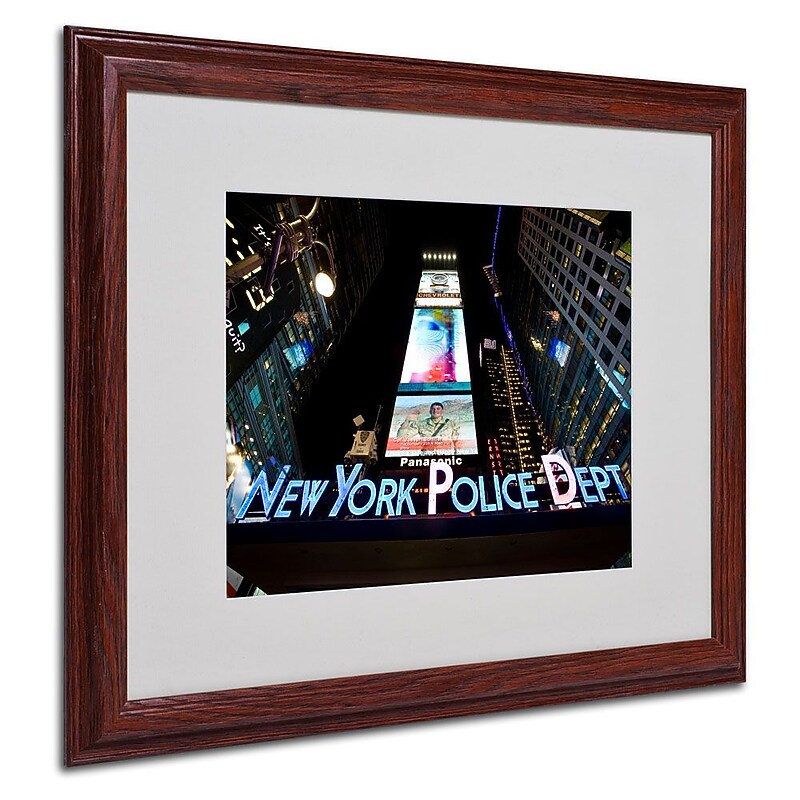 Trademark Fine Art 'NYPD In Blue Neon' 16" x 20" Wood Frame Art image 1