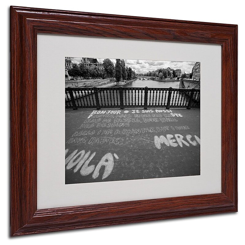 Trademark Fine Art 'Paris Bonjour Merci' 11" x 14" Wood Frame Art image 1