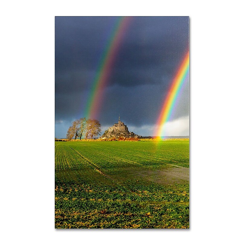 Trademark Fine Art 19" x 12" Wooden Frame Double Rainbow by Mathieu Rivrin image 1
