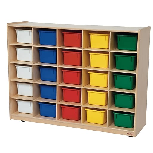 Wood Designs™ Cubby Storage With 25 Assorted Trays, Birch at