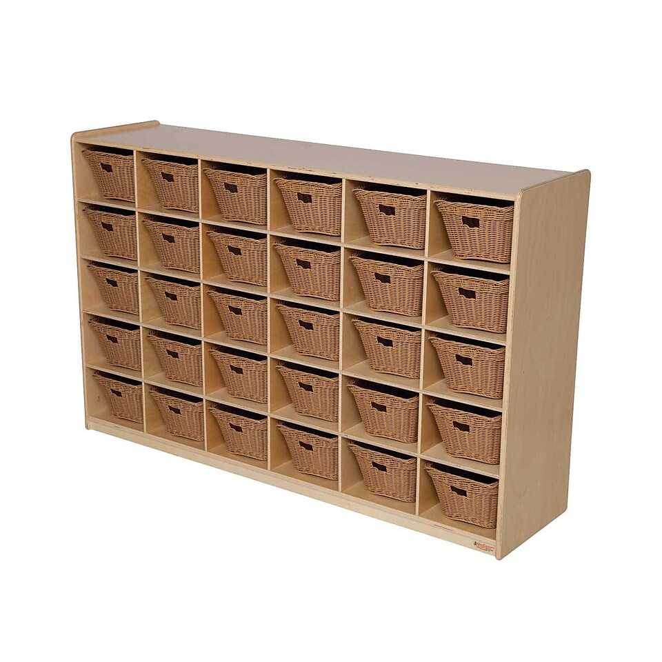 Wood Designs™ Cubby Storage Cabinet With 30 Baskets, Birch
