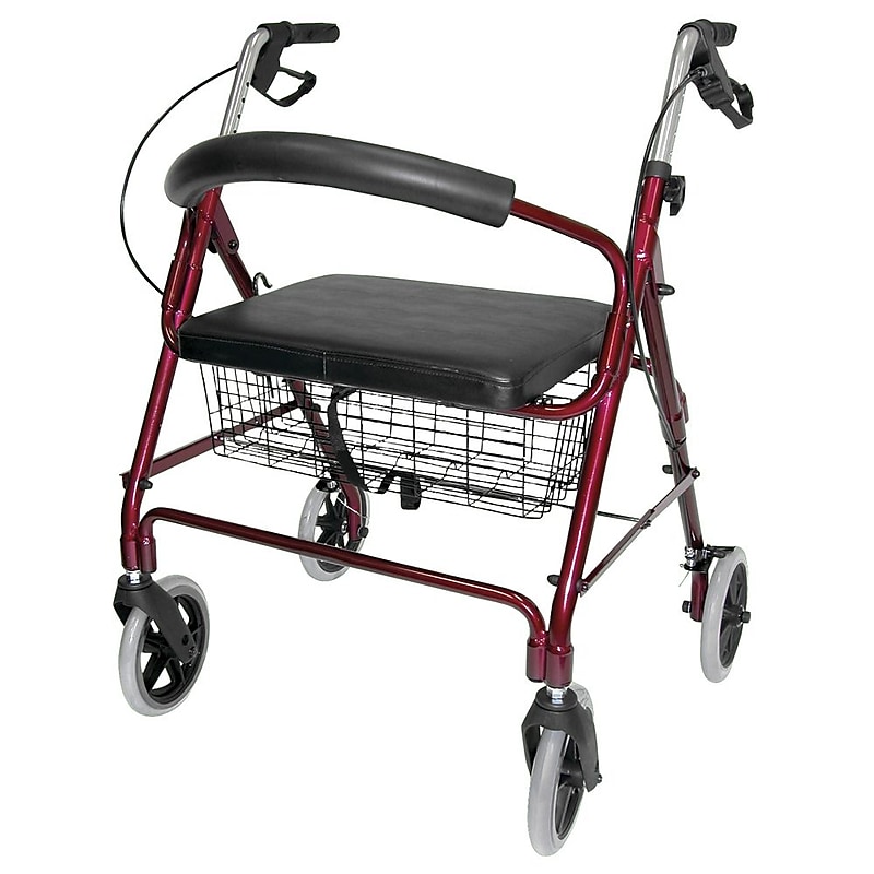 Briggs Healthcare Lightweight Extra-Wide Rolling Walker, Burgundy (501-1029-0700) image 1