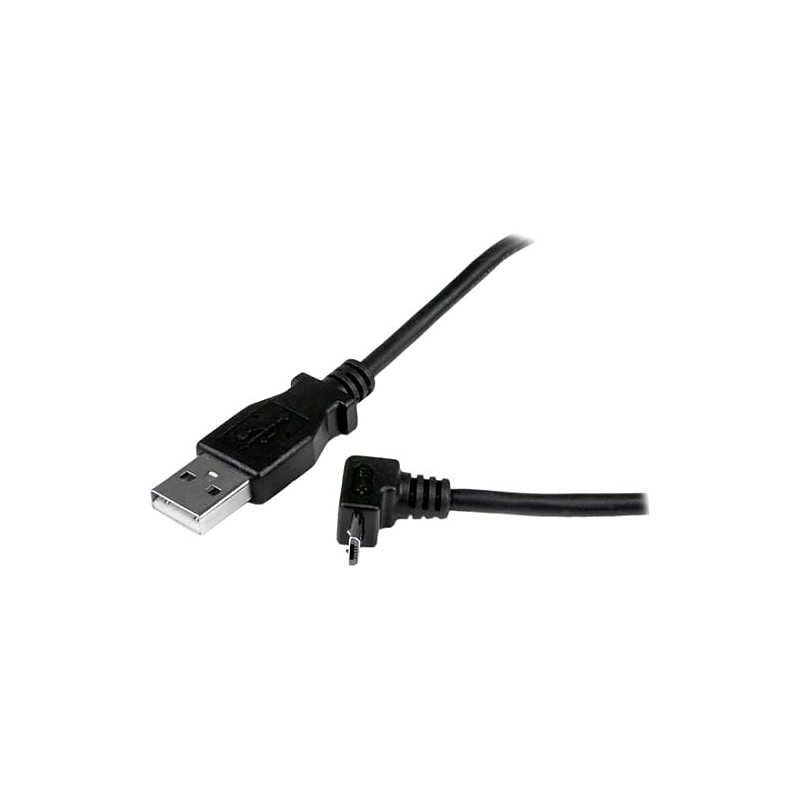 StarTech 6.56' A to Up Angle Micro B USB Cable, Black image 1