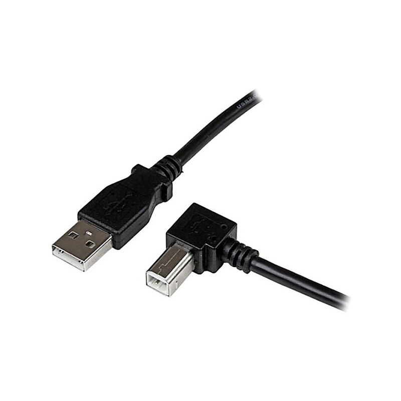 StarTech 9.84' A to Right Angle B USB Cable, Black image 1