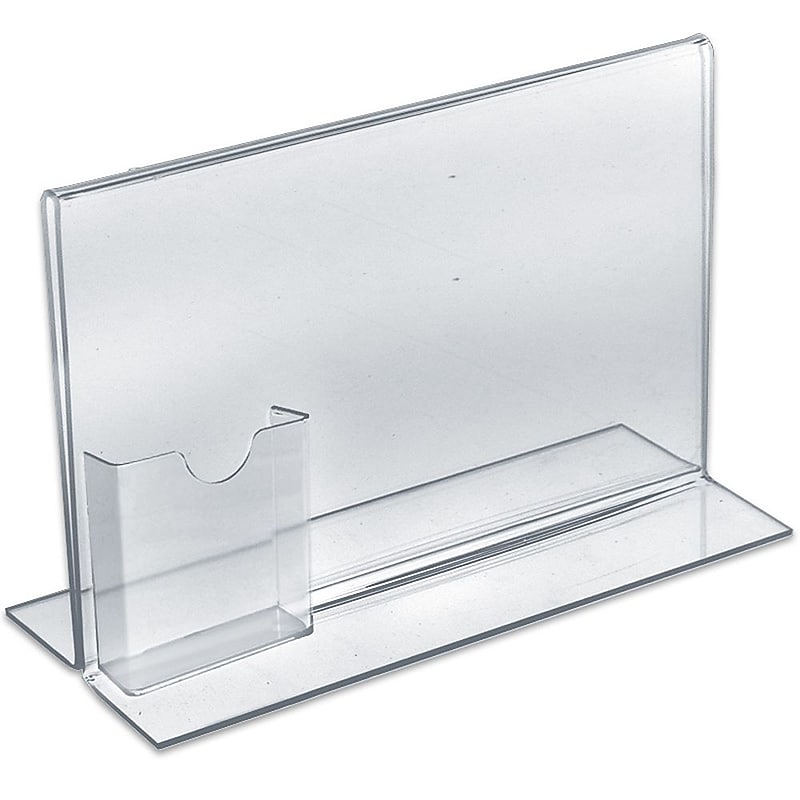 Azar Displays Acrylic Sign Holder with Attached Brochure Holder 10/Pack image 1
