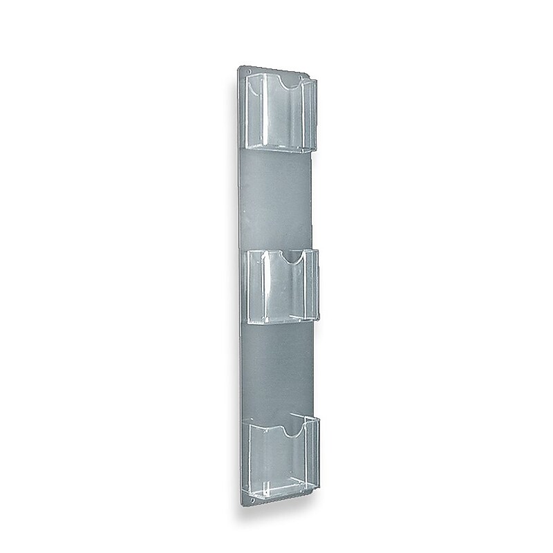 Azar Brochure Holder, 5.5" x 26", Vertical, Wall Mounted, Clear, Acrylic, 2/Pack (252065) image 1