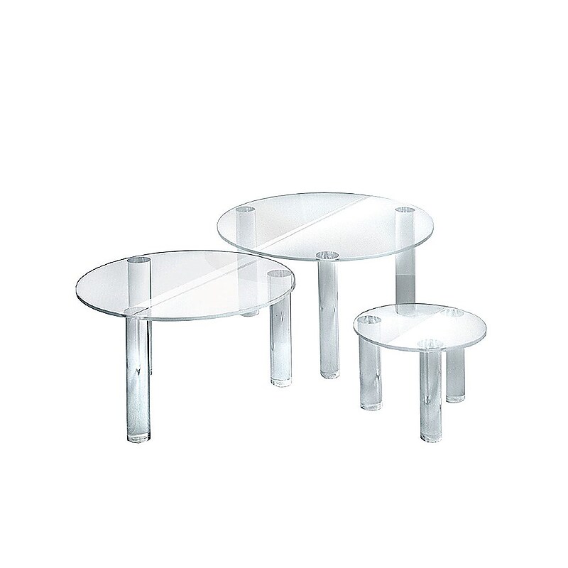 Azar Displays 6"dia x 4"H - 12"dia x 8" Acrylic Round Riser Display, 3/Set image 1