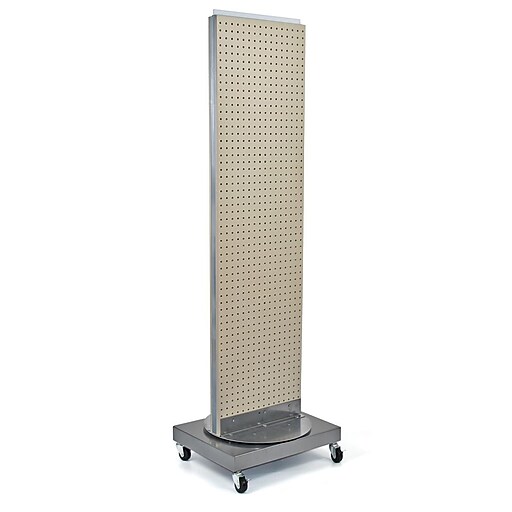 Azar Displays 16" x 60" Pegboard Freestanding Floor Stand Almond Staples