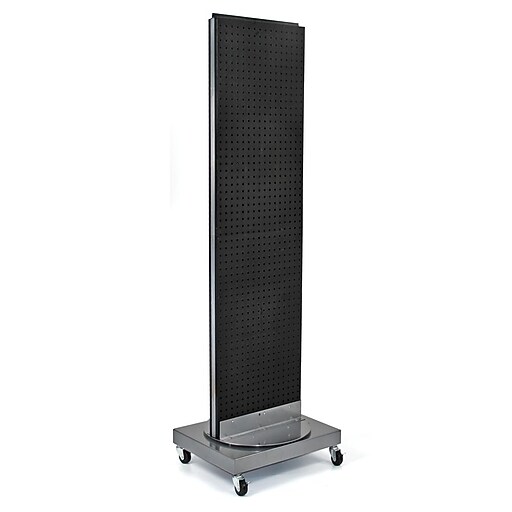 Azar Displays 16" x 60" Pegboard Freestanding Floor Stand Black Staples