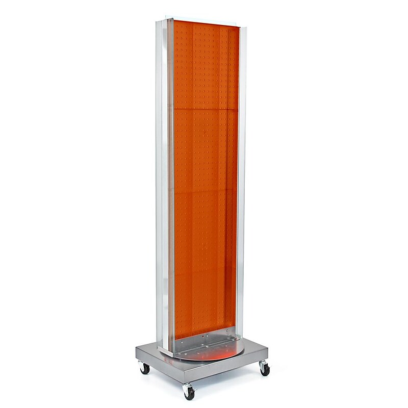 Azar Displays 16" x 60" Pegboard Floor Stand Revolving Base Orange image 1