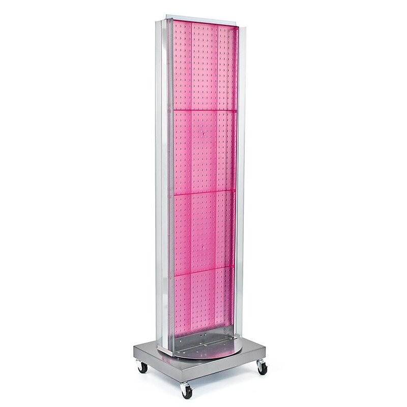 Azar Displays 16" x 60" Pegboard Floor Stand Revolving Base Pink image 1