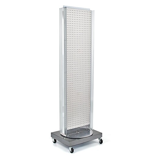 Azar Displays 16" x 60" Pegboard Floor Stand Revolving Base White Staples