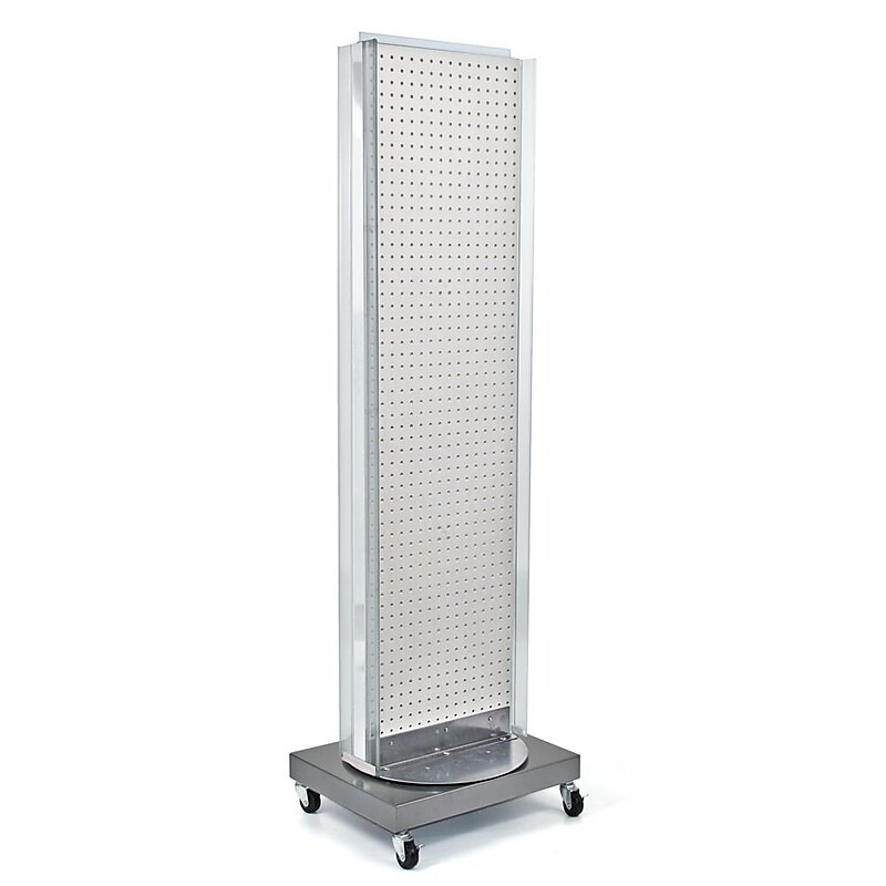 Azar Displays 16" x 60" Pegboard Floor Stand Revolving Base White image 1