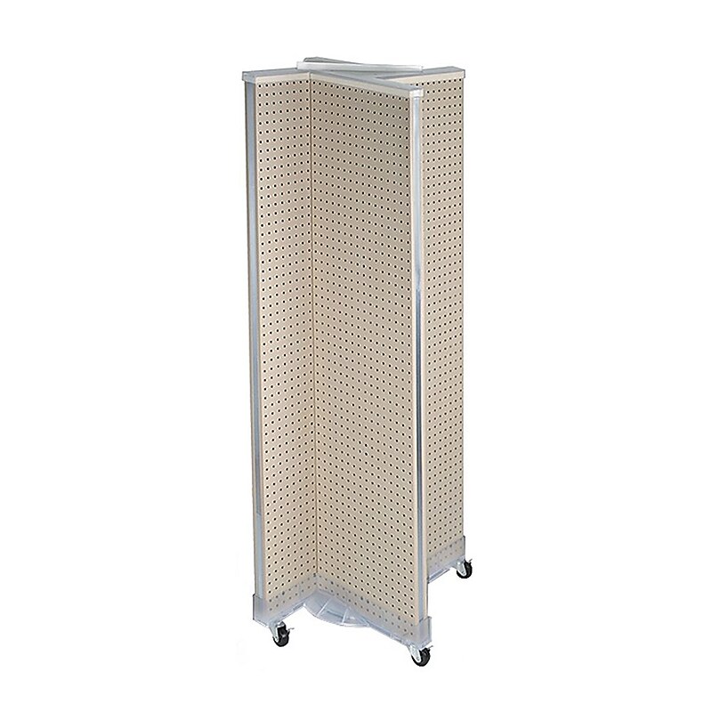 Azar Displays 60" x 16" Pegboard Floor Display Pinwheel Spinner, Almond (700421-ALM) image 1
