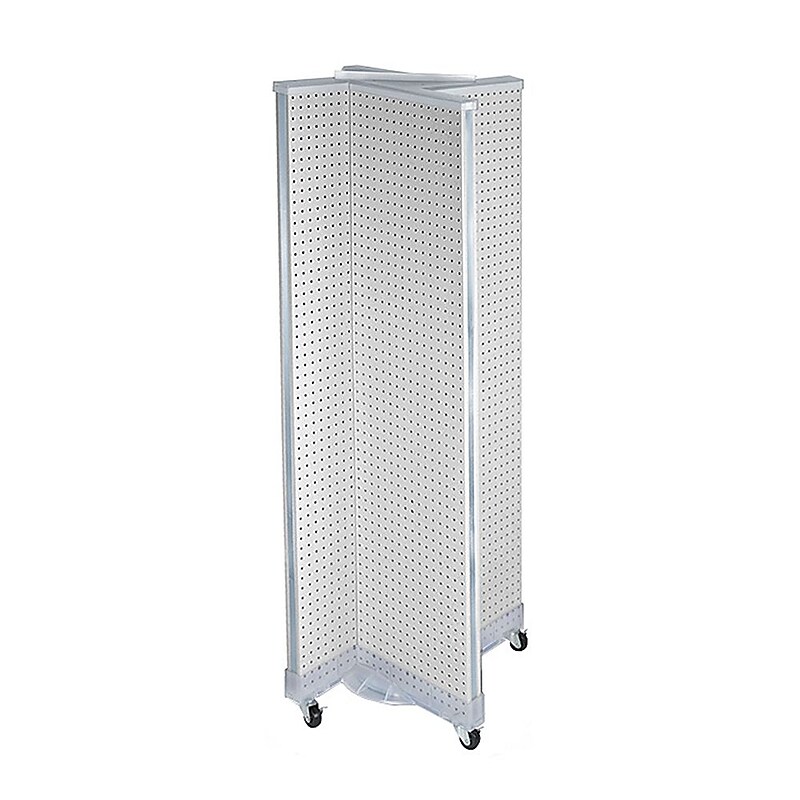 Azar Displays 60"H x 16"W Pegboard Floor Display Pinwheel Spinner White image 1