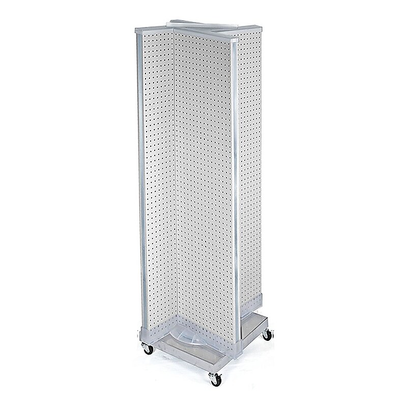 Azar Displays 16" x 60" Pegboard Floor Display Pinwheel White image 1
