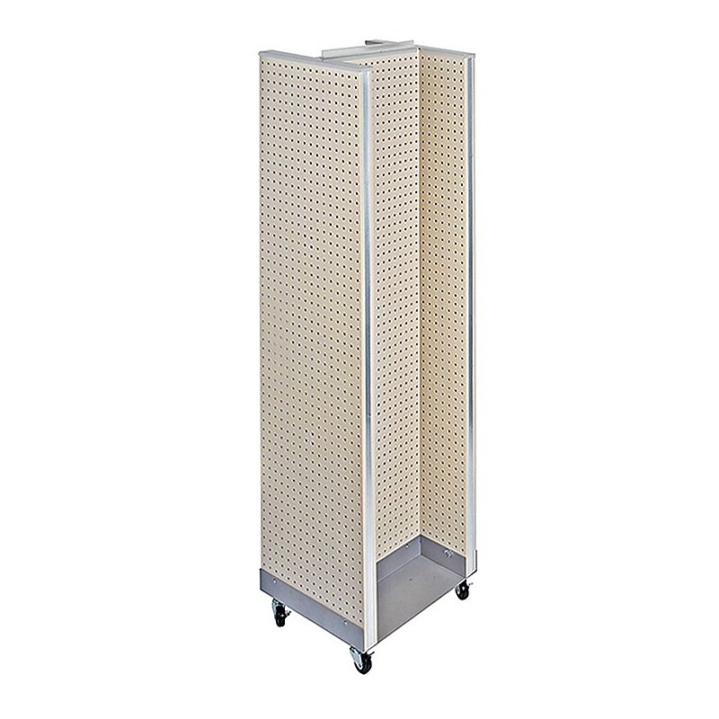 Azar Displays 16" x 60" Pegboard H-Unit Floor Display with Wheels Almond image 1