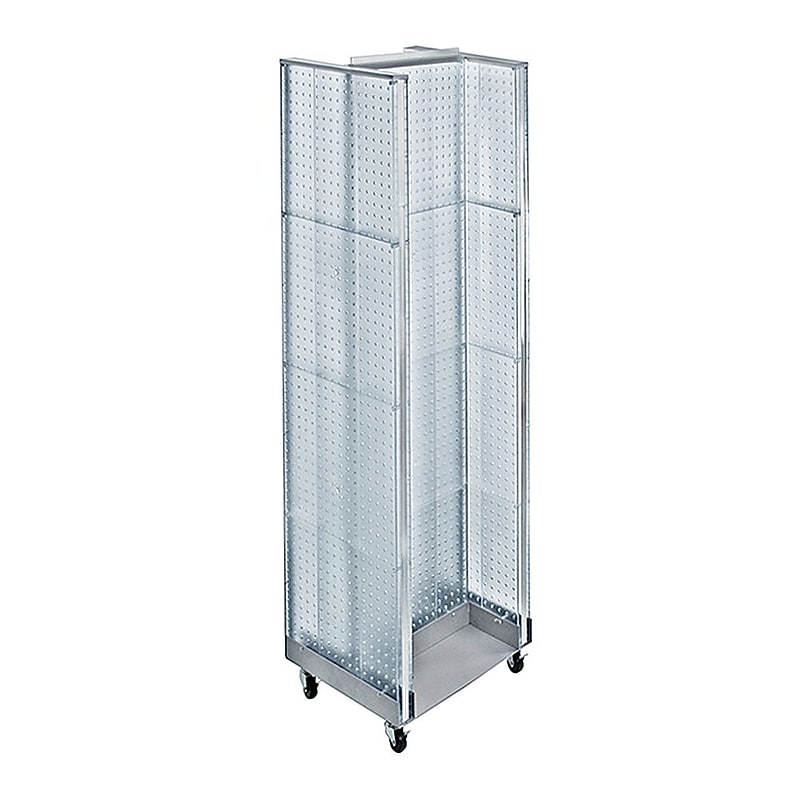 Azar Displays 16" x 60" Pegboard H-Unit Floor Display with Wheels, Clear (700431-CLR) image 1