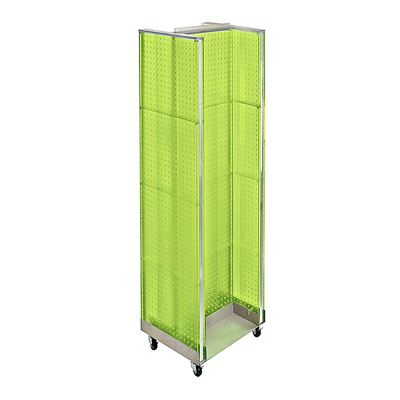 Azar Displays 16" x 60" Pegboard H-Unit Floor Display with Wheels, Green (700431-GRE) image 1