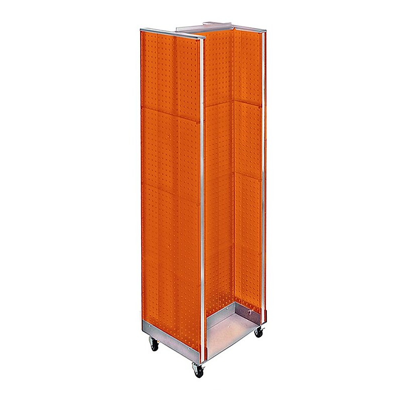 Azar Displays 16" x 60" Pegboard H-Unit Floor Display with Wheels, Orange (700431-ORG) image 1