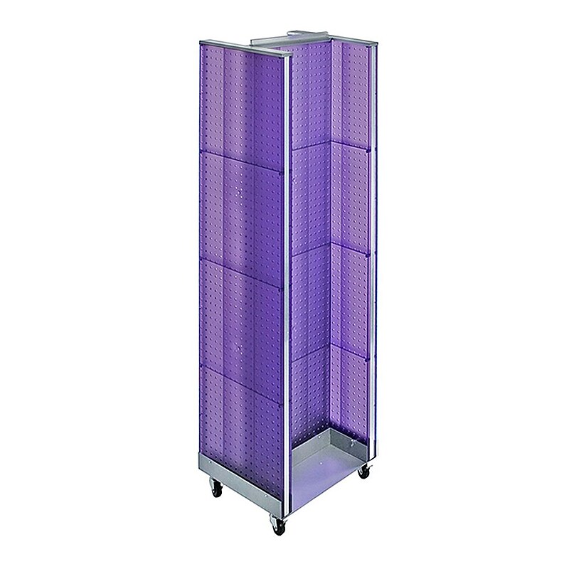 Azar Displays 16" x 60" Pegboard H-Unit Floor Display with Wheels, Purple (700431-PUR) image 1
