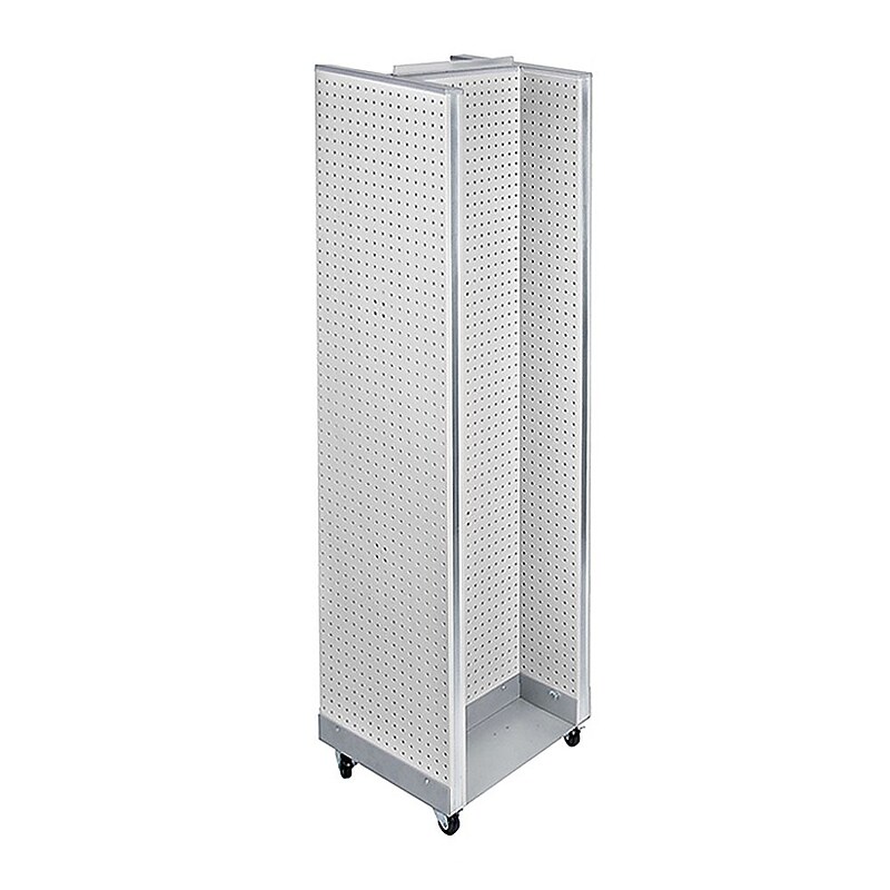 Azar Displays 16" x 60" Pegboard H-Unit Floor Display with Wheels, White (700431-WHT) image 1
