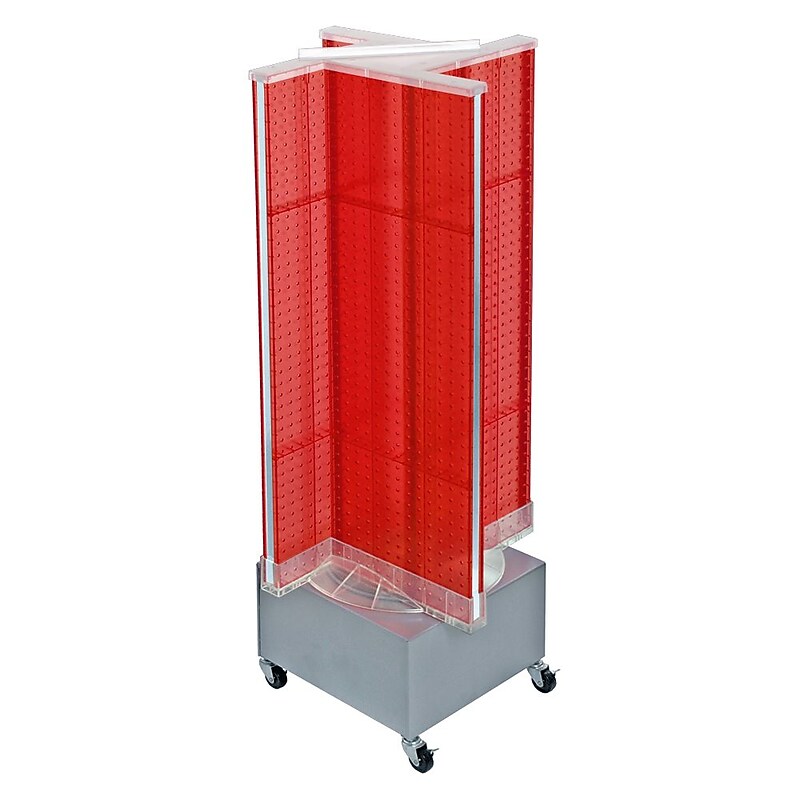 Azar Displays 13.5" x 54" Plastic Pegboard Floor Display Pinwheel Spinner Red image 1