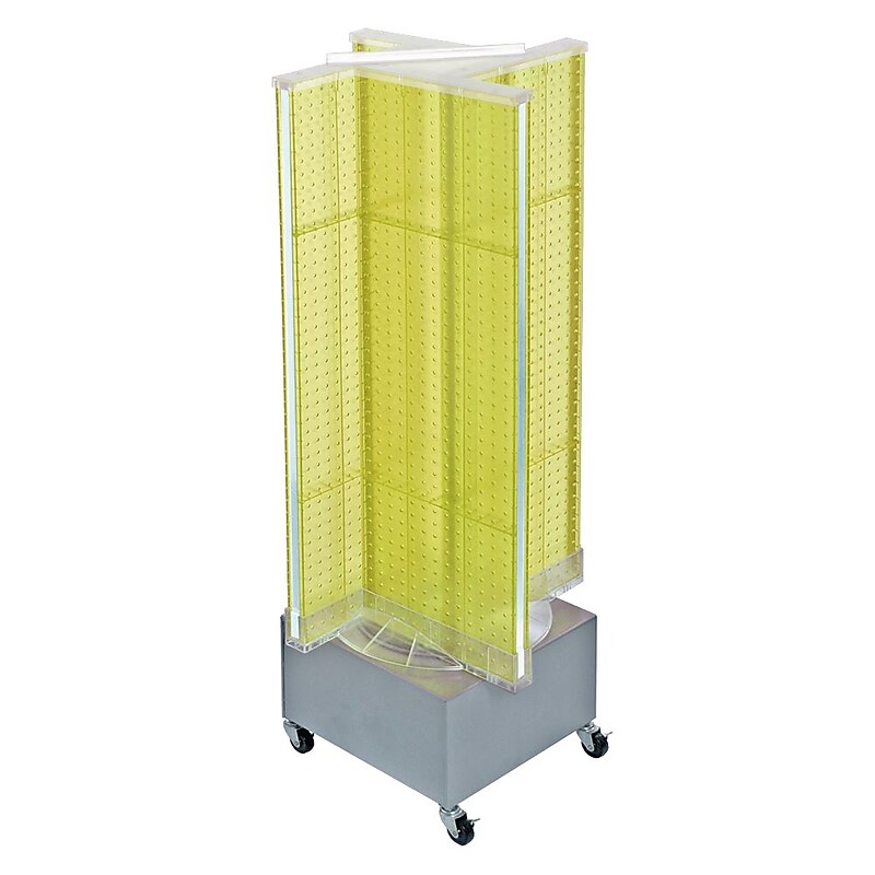 Azar Displays 13.5" x 54" Plastic Pegboard Floor Display Pinwheel Spinner Yellow image 1