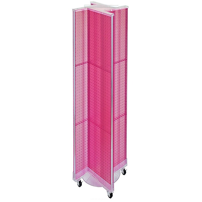 Azar Displays 13.5" x 60" Acrylic Pegboard Floor Display Pinwheel Pink image 1