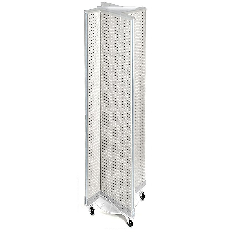 Azar Displays 13.5" x 60" Plastic Pegboard Floor Display Pinwheel, White (700461-WHT) image 1