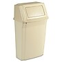 Rubbermaid Commercial Slim Jim Wall Mounted Plastic Trash Can w/Covered Top with Swing Door Lid, 15 Gallon, Beige (FG782200BEIG)~#|#~m000435825_sc7