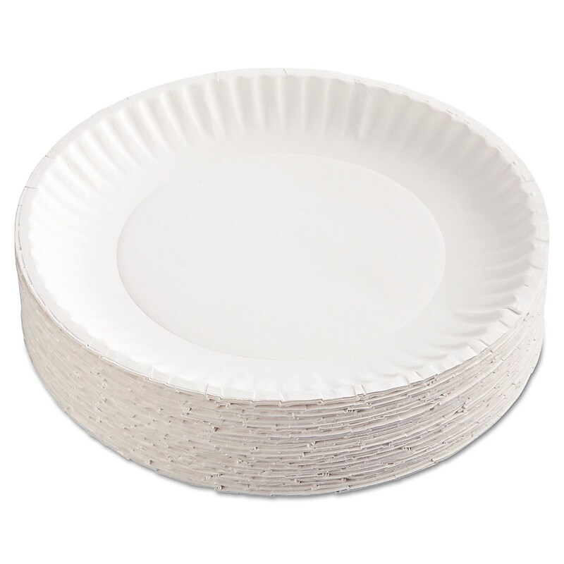 AJM 9" Paper Plate, White, 100/Pack (AJMCP9GOEWH) image 1