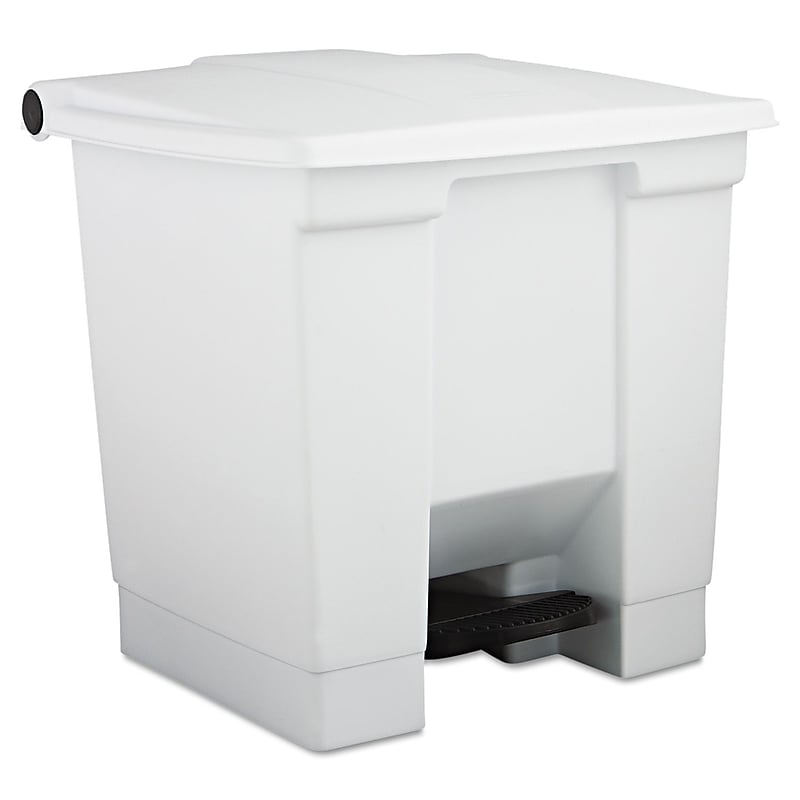 Rubbermaid Polyethylene Step Trash Can, White, 8 gal. (FG614300WHT) image 1