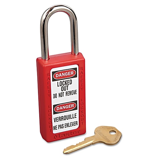 Master Lock® Safety Lockout Padlock, 6 pin, Xenoy, Red, 6/BX at Staples