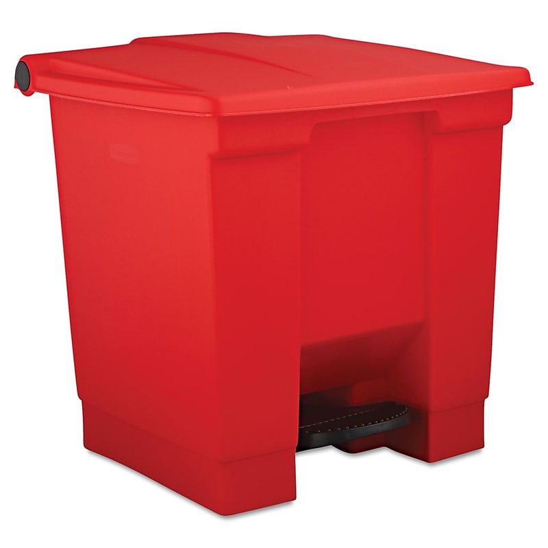Rubbermaid Polyethylene Step Trash Can, Red, 8 gal. (FG614300RED) image 1