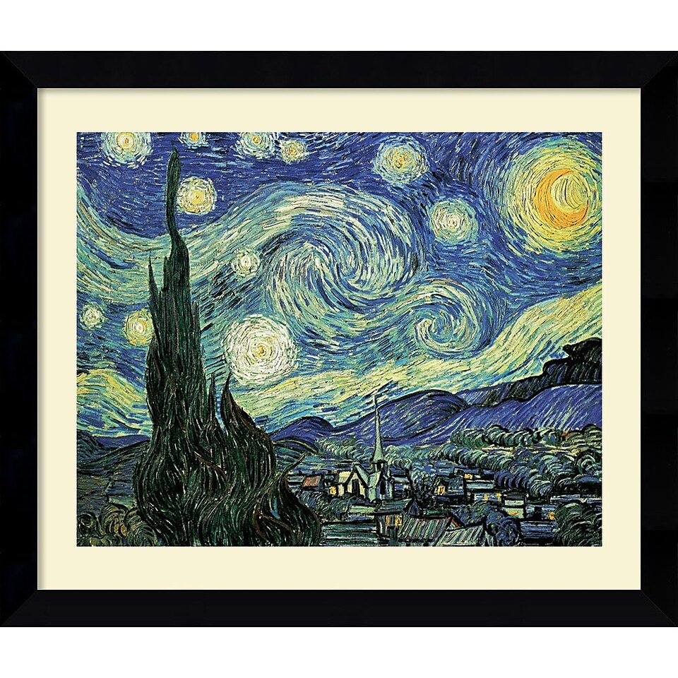 Amanti Art Vincent Van Gogh The Starry Night Framed Print Art, 24.62 x 30.62