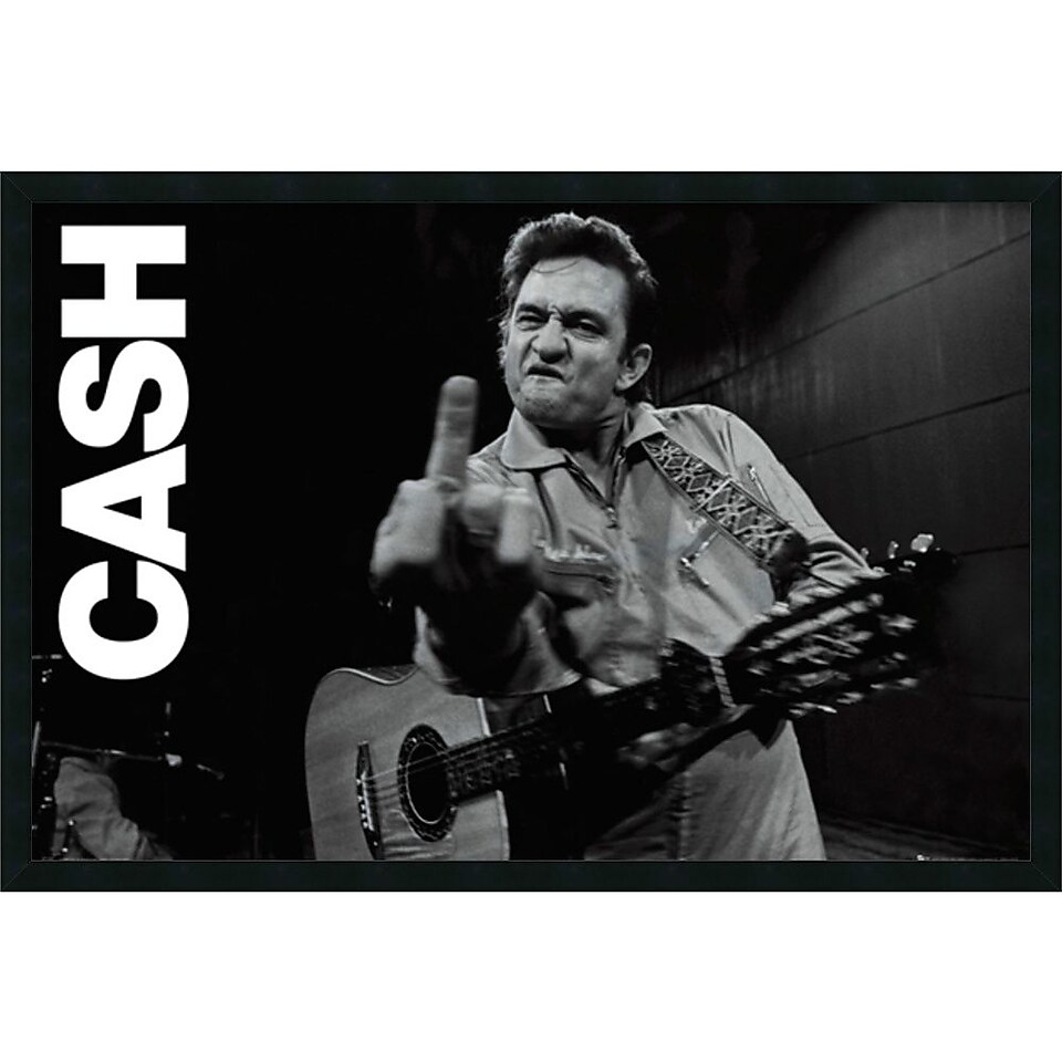 Amanti Art Johnny Cash   Finger Framed Art, 25.38 x 37.38